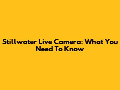Stillwater Live Camera: What You Need To Know