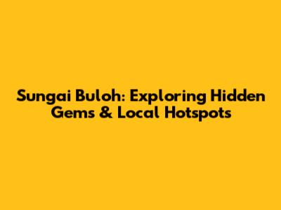 Sungai Buloh: Exploring Hidden Gems & Local Hotspots