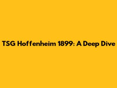 TSG Hoffenheim 1899: A Deep Dive
