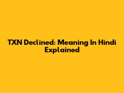 TXN Declined: Meaning In Hindi Explained
