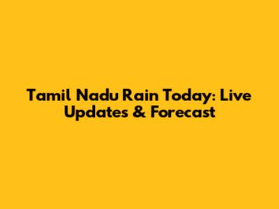 Tamil Nadu Rain Today: Live Updates & Forecast