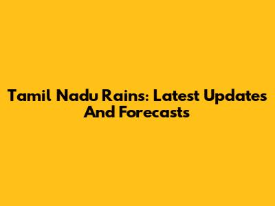 Tamil Nadu Rains: Latest Updates And Forecasts