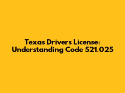 Texas Driver's License: Understanding Code 521.025
