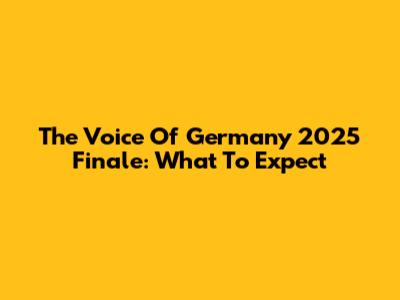 The Voice Of Germany 2025 Finale: What To Expect