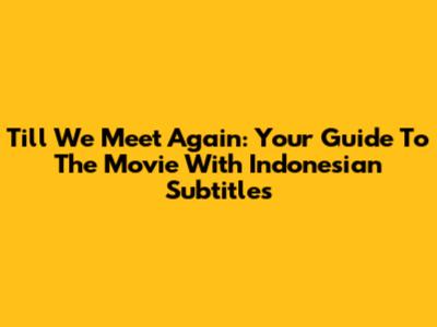 Till We Meet Again: Your Guide To The Movie With Indonesian Subtitles