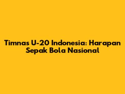 Timnas U-20 Indonesia: Harapan Sepak Bola Nasional