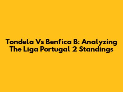 Tondela Vs Benfica B: Analyzing The Liga Portugal 2 Standings