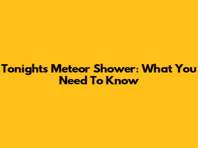 Tonight's Meteor Shower: What You Need To Know