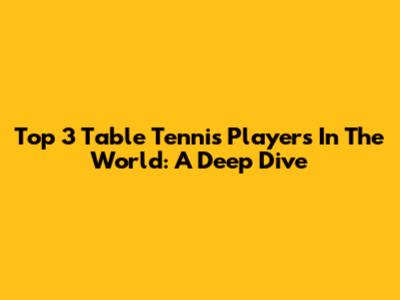 Top 3 Table Tennis Players In The World: A Deep Dive