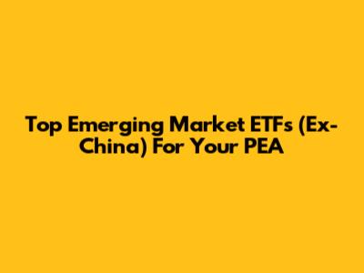 Top Emerging Market ETFs (Ex-China) For Your PEA