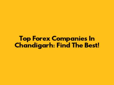 Top Forex Companies In Chandigarh: Find The Best!