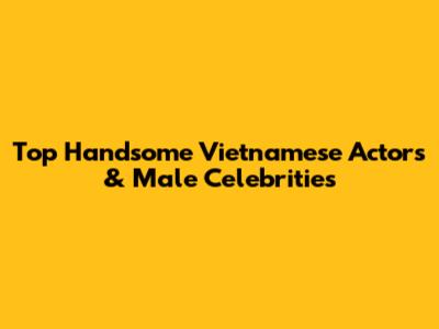 Top Handsome Vietnamese Actors & Male Celebrities