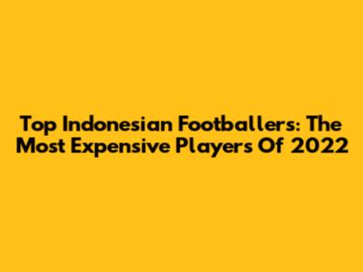 Top Indonesian Footballers: The Most Expensive Players Of 2022