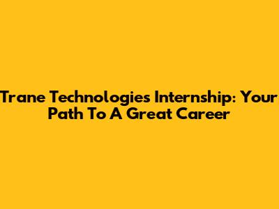 Trane Technologies Internship: Your Path To A Great Career