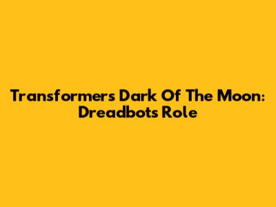 Transformers Dark Of The Moon: Dreadbot's Role
