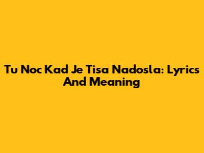 Tu Noc Kad Je Tisa Nadosla: Lyrics And Meaning