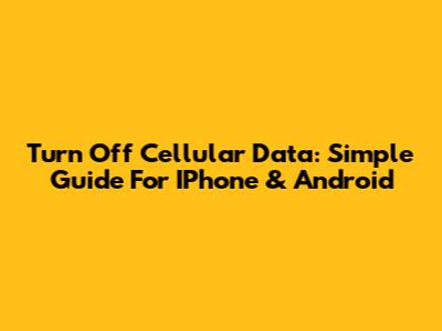 Turn Off Cellular Data: Simple Guide For IPhone & Android
