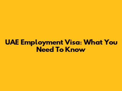 UAE Employment Visa: What You Need To Know