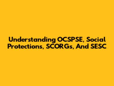 Understanding OCSPSE, Social Protections, SCORGs, And SESC