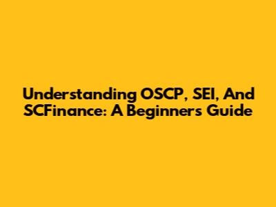 Understanding OSCP, SEI, And SCFinance: A Beginner's Guide
