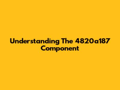 Understanding The 4820a187 Component