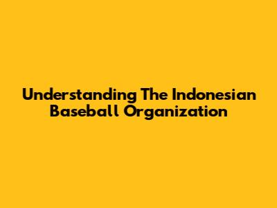 Understanding The Indonesian Baseball Organization