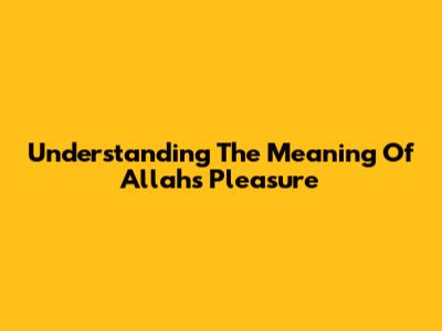 Understanding The Meaning Of Allah's Pleasure