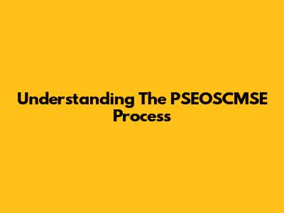 Understanding The PSEOSCMSE Process