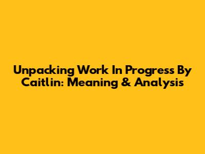 Unpacking 'Work In Progress' By Caitlin: Meaning & Analysis