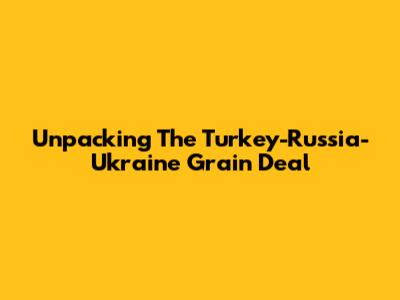 Unpacking The Turkey-Russia-Ukraine Grain Deal