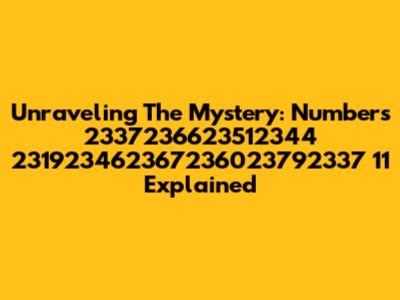 Unraveling The Mystery: Numbers 2337236623512344 231923462367236023792337 11 Explained