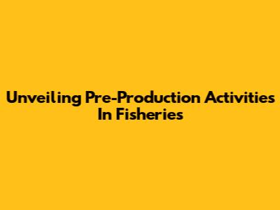 Unveiling Pre-Production Activities In Fisheries