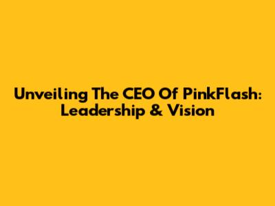 Unveiling The CEO Of PinkFlash: Leadership & Vision