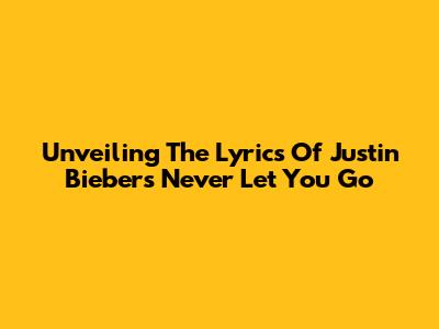 Unveiling The Lyrics Of Justin Bieber's 'Never Let You Go'