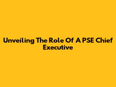 Unveiling The Role Of A PSE Chief Executive