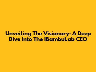 Unveiling The Visionary: A Deep Dive Into The IBambuLab CEO