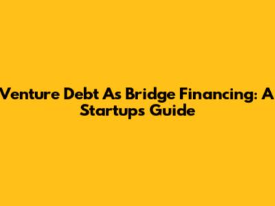 Venture Debt As Bridge Financing: A Startup's Guide