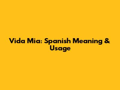 Vida Mia: Spanish Meaning & Usage