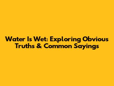Water Is Wet: Exploring Obvious Truths & Common Sayings