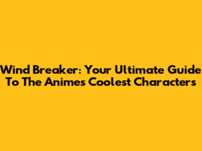 Wind Breaker: Your Ultimate Guide To The Anime's Coolest Characters