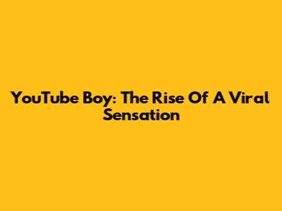 YouTube Boy: The Rise Of A Viral Sensation