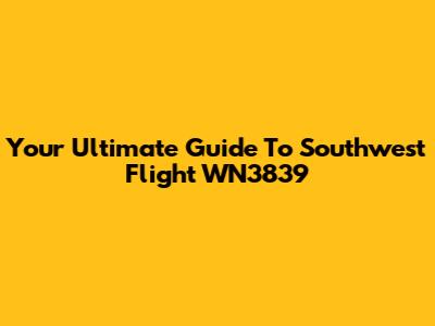Your Ultimate Guide To Southwest Flight WN3839