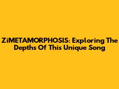ZiMETAMORPHOSIS: Exploring The Depths Of This Unique Song