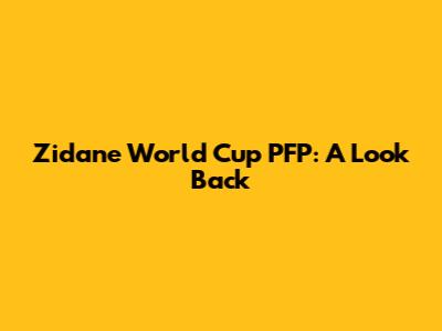Zidane World Cup PFP: A Look Back